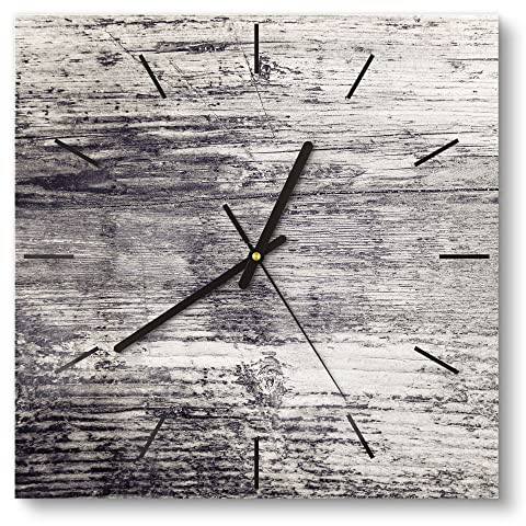 DEQORI Glasuhr | 30x30 cm | Motiv Detailansicht: Holzbrett | ausgefallene leise Design Uhr aus Glas | Wanduhr für Wohnzimmer & Küche | moderne Hingucker Uhr für die Wand