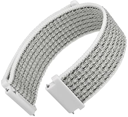 WOCCI 20mm Sportivo Cinturino in Nylon, Cinturini per Orologi a Sgancio Rapido per Uomo e Donna (Bianco/Grigio)