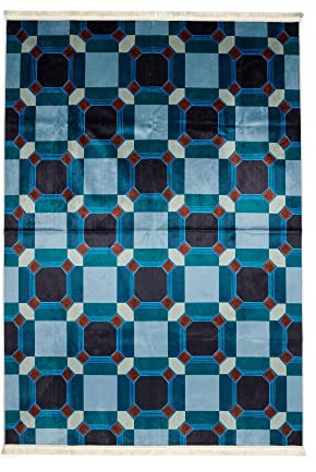 ESSENZA Teppich Teade Nightblue, 120x180 cm - 60% Polyester, 30% thermoplastischesPolyurethan, 10% Baumwolle - Kariert