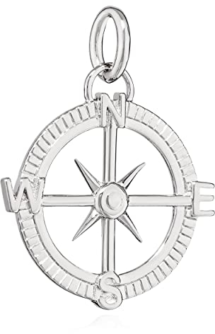 NKlaus 17mm Kettenanhänger Kompass rund 925 Silber Himmelsrichting Silberanhänger glanz 14161