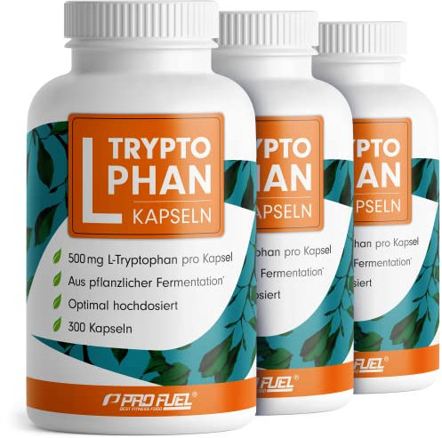 L-Tryptophan hochdosiert - 900 L-Tryptophan Kapseln - 500mg L-Tryptophan je Kapsel - L-Tryptophan aus pflanzlicher Fermentation - laborgeprüft, ohne unerwünschte Zusätze, vegan - 3x300 Kapseln