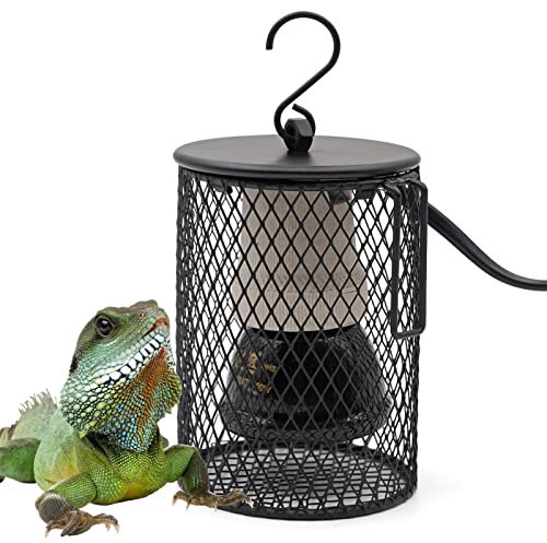 MUYIRTED 100W Reptile Heat Lamp Bulb with Anti-Hot Cage, Brooder Heat Lamp for Chicks, Puppies, Bearded Dragon, Bird, Snakes, Lizards, E27 Ceramic Heating Bulb for Tortoise