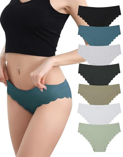 Levao Lot de 7 Culotte sans Couture Femme Invisible Slip sous-Vêtements Sexy Extensible Confortables Hipster Bikini Culottes Multiple S-XL