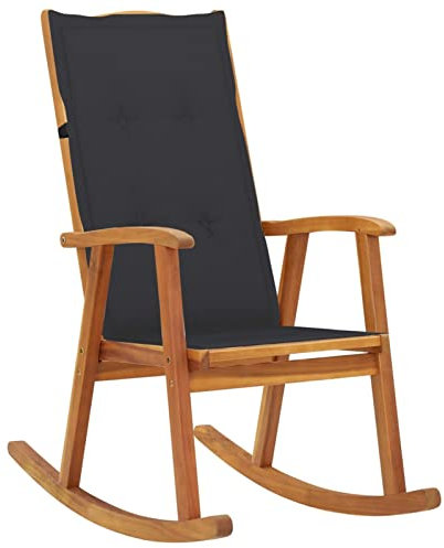 CIADAZ Schaukelstuhl mit Auflagen, Sessel Wohnzimmer, Schaukelsessel, Schwingsessel, Stillsessel, Ohrensessel, Tv Sessel, Rocking Chair, Relaxsessel, Massivholz Akazie