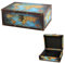 LIKEUDO Holz Dekorative Aufbewahrungsbox Box PU Abdeckung Weltkarte Erscheinung Holzkiste Zuhause Deko(23cm*16.5cm*9.5cm)
