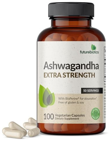 Futurebiotics Ashwagandha Extra Strength Stress & Mood Support with BioPerine - Non GMO Formula, 100 Vegetarian Capsules