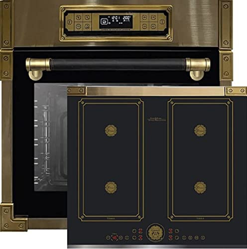 Kaiser Backofen-Set EH 6726 AD+KCT 6745 AD, Retro Einbau Backofen 80L, 11 Betriebsfunktionen+Flex Retro Induktionskochfeld 60cm, Einbau Herd Autark Power Booster