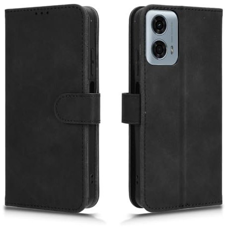 WBWONE Coque pour Motorola Moto G24 / G04s, Housse en Cuir PU Pochette Portefeuille Magnétique Etui de Protection, Flip Case ave [Fentes pour Cartes] - Noir