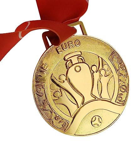 MCBEAN Medaglie di Campionato di medaglie d'oro di Calcio Europeo 2020 Distintivi di Calcio Regalo commemorativo Collezione di Fan Nastro con Scollo a V Largo 2