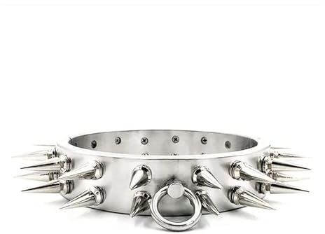 Abschließbarer Schwer Metall Halsband/Halsbänder/Kragen, Edelstahl Halsreif Halsfessel mit Zweireihigem Abnehmbarem Dornen Hals Kragen SM Fetisch Sexspielzeuge für Männer Frauen ( Color : Männerø13.6c