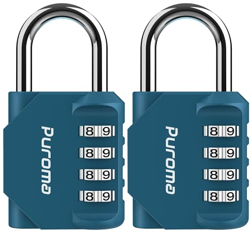 Puroma 2 Pack Combination Lock for Locker 4 Digit Outdoor Waterproof Padlock for School, Gym, Sports, Fence, Toolbox, Gate, Case, Outdoor, Hasp Storage, Cabinets (Dark Green)