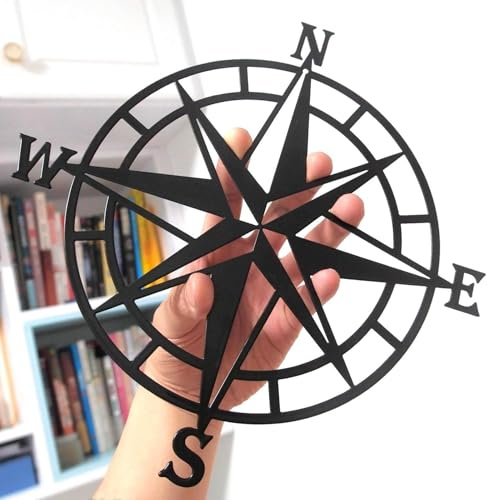 ESTART 17 Inches Metal Decorative Nautical Compass Wall Decor, Living Room Bedroom Office Porch Garden Patio Signs Wall Hanging Art Beach Theme Home Decoration (Large) | Waterproof and RustProof, Suitable for Living Room Bedroom Office Porch Garden Patio Sea lovers Signs Wall Hanging Art