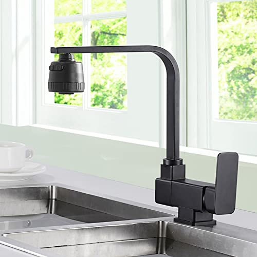 Generisch Küchenarmatur,Küchenarmaturen Mischbatterie Klappbares Innenfenster Küchenspüle Wasserhahn Wasserhahn Schwarz Messing Heiß und Kalt Drehbare Küchenmischarmaturen