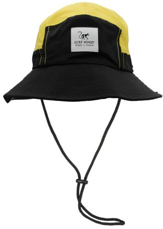 Surf Monkey Boonie Fischerhut, wasserdicht, Einheitsgröße, für Herren / Damen, schwarz / gelb, One size