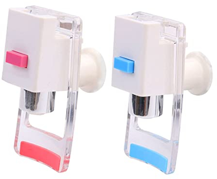 Dispensador de agua de repuesto de 2 piezas con dos válvulas de agua y cerradura de seguridad para niños, llave de agua fría y caliente