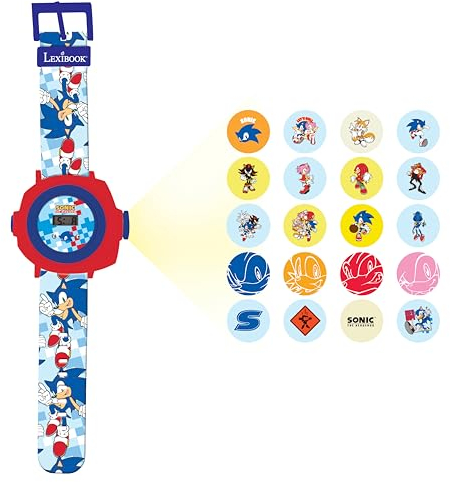 LEXIBOOK, Sonic The Hedgehog, Adjustable Projection Watch Digital Screen, Projects 20 Images of Sonic, for Children, Blue/red, DMW050SN