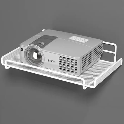 ZIUSFAC Projektor Wand Regal Wandhalterung Projektor Regal 2-stöckiges Metall Regal Wandhalterung Für Kleiner Beamer Für DVD-Player Blu Ray Player Lautsprecher Router Regal Schwarz/Weiß(White,1-Tier)