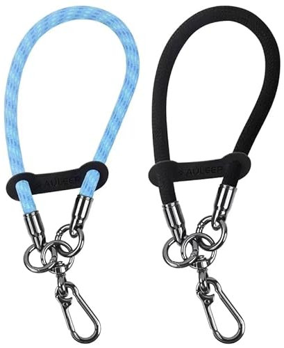 AULEEP Black and Blue Phone Wrist Strap, 2 PCS Anti Theft Phone Lanyard Wrist Cute Wrist Strap for Phone Case Digital Camera Cell Phone Strap Wrist for Women Girls