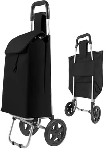 Almineez Premium Shopping Trolley on Wheels, 24L Foldable Trolley Bags for Shopping Cart Hard Wearing and Easy Storage with 2 Wheels, 600D Oxford Cloth Bag Shopping Cart Grocery Bags for Trolley