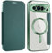 Unichthy Flip Case for Google Pixel 9 Pro XL Clear Cover Support MagSafe |RFID Blocking| Wallet Purse Shockproof Leather Individual Protection for Each Lens Phone Skin for Google Pixel 9 Pro XL Green