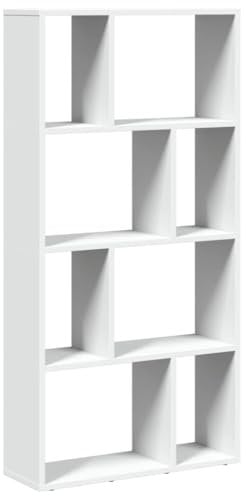 vidaXL Bücherregal, Standregal 8 Fächer, Raumteiler Regal für Wohnzimmer Schlafzimmer Büro, Aufbewahrungregal Aktenregal Büroregal, Weiß Holzwerkstoff