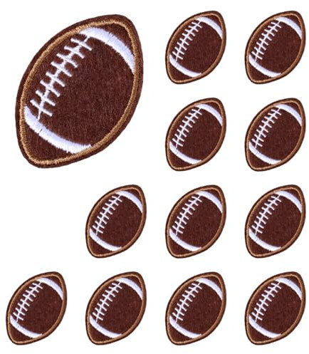 12 Stück Fußball Patches, Golden Edge Rugby-Aufbügler American Football-Patches Bestickte Sport-Aufnäher zum Aufnähen für Kleidung, Mützen, Rucksäcke