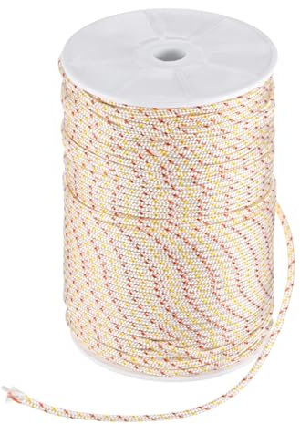 M METERXITY Recoil Starter Rope Pull Cord 3mm 100m Pull Starter Rope Nylon Pull Cord Pull Starter Rope for Mower/Chainsaw/Trimmer/Brush Cutter [White Red Yellow]