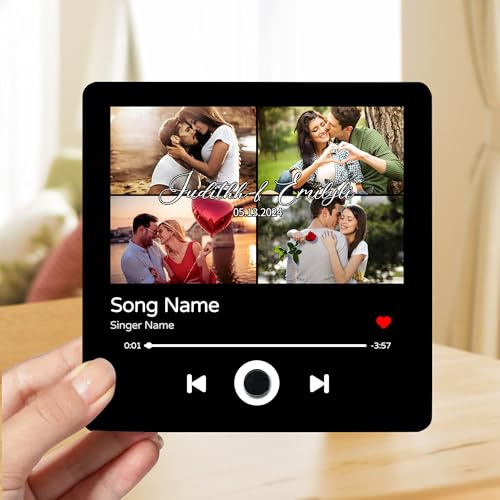 Personalised Music Fridge Magnets Can Play Songs Gifts,Custom Photo Music Fridge Magnet Song Album Cover, Plays Music Refrigerator Magnet,Christmas Valentine's Day Music Fridge Magnets (style7)