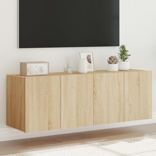 FENLAX Wandschrank Wohnzimmer 2 STK. Sonoma-Eiche 60x35x41cm Holzwerkstoff Vielseitiger Schrank Trendigen Design Arbeitszimmer Badezimmer Bücherschrank TV-Schrank Hängeschrank