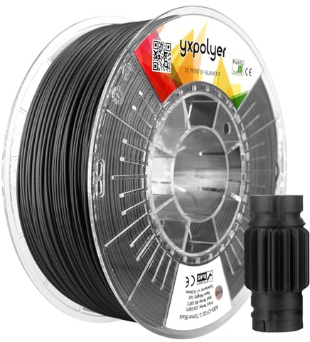 YXPOLYER ABS-CF Filament 1.75mm 1kg Carbonfaserverstärktes ABS 3D Drucker Filament mit transparenter wiederverwendbarer Spule kompatibel mit AMS