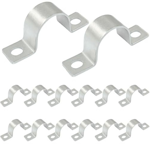 Cjueiom 14Pcs 32mm / 1 1/4 Inch Conduit Clamps, 304 Stainless Steel Metal U Bracket with 2 Holes, U Pipe Clamp for Outdoor Barbed Wire, Tube and Cable Fixing