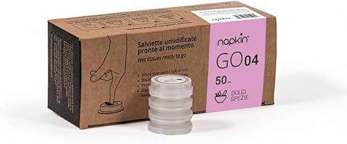 Napkin GO 04 Sweet Spices Scented Compressed Wet Wipes, Dermatologically Tested, Biodegradable & Hypoallergenic Wipe in Pocket-Sized Capsules, Ideal for All Skin Type, Travel & Personal Care, 50 Wipes