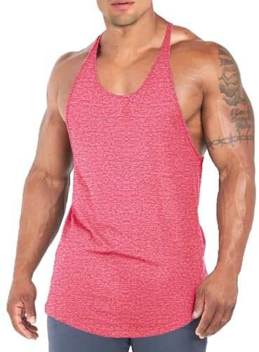 Lehmanlin Débardeur Homme Sport,Gilet D'entraînement Musculaire,Élastique à Séchage Rapide Top (Rose/S)
