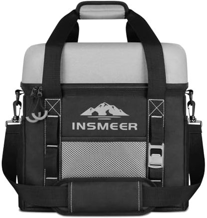 INSMEER Nevera grande de 40 L, 60 latas, plegable, con parte superior dura de EVA para bebidas, bolsa térmica térmica para camping, playa, viajes