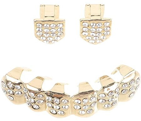 minkissy 1 Set Hip Hop Reißzähne Halloween Lustige Goldene Accessoires 8Er Set Gold Vampirzähne Flecken Zahnpasta Kürbiszähne Vampirmundgrill Hundezahndekor