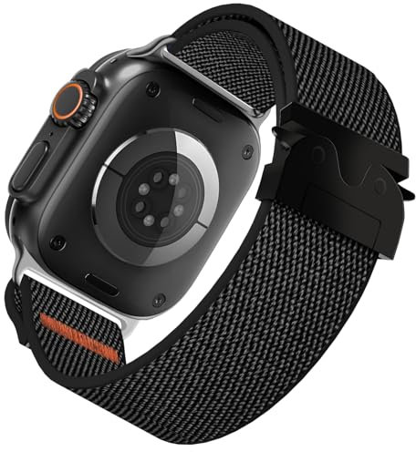Nylon Bracelet pour Apple Watch Series 10 46mm, Bracelet Remplacement Elastique Nylon Tressé Bande pour iWatch SE Series 11/10/9/8/7/6/5/4/3/2/1/Ultra Bracelets iWatch 49mm 46mm 45mm 44mm 42mm