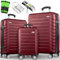 tillvex® Reisekoffer Set 3-TLG. + Gepäckwaage, 6X Koffergurte & 3X Kofferanhänger | Kofferset 4 Rollen | Trolley Gepäck Koffer TSA Schloss | Rollkoffer Hartschalenkofferset S-M-L-XL (Rot)