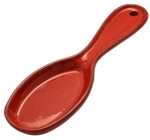 Cleminson Spanish Ceramic Kitchen Spoon Rest – Hand-Dipped and Pastel Style Utensil Holder | 27 cm, Dishwasher Safe, for Tongs, Wooden Spoons, Spatulas | Tea Bag Holder (Red Pastel)
