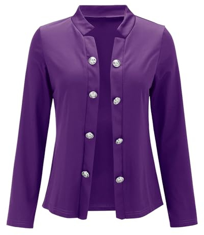 LZPCarra blazer corto da donna, elegante, corto, elegante, corto, elegante, maniche a 3/4, per donna, slim fit, giacca corta, giacca a doppio petto, Lilla, xxl