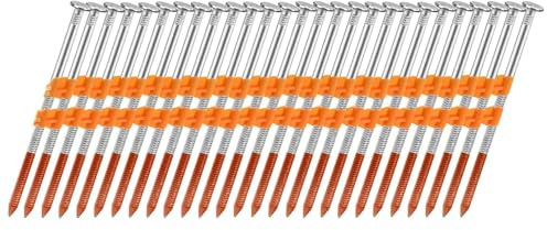 Takelablaze Framing Nails 21° Round Head Nail Project Pack 2 x 0.113 Hot Dipped Galvanized Nails With Ring Shank Plastic Collated Nails for Framing Nailer, 1000 Count