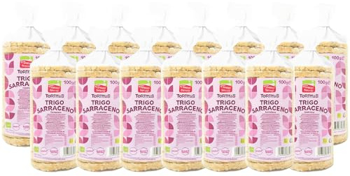 Pack 12x Tortitas de Trigo Sarraceno con Sal Bio 100g | Sin Gluten | Ecológicas y Crujientes | Snack Saludable y Ligero