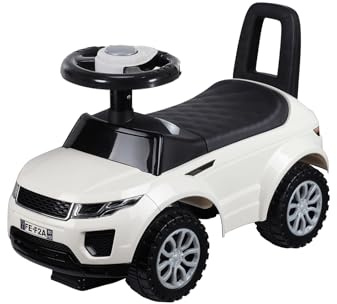 NINODOVAE Rutschauto, mit Hupe, Stauraum unter dem Sitz, OHNE ANTRIEB, Fußboden-Rutschfläche für Kleinkinder von 1-3 Jahren (Weiß)