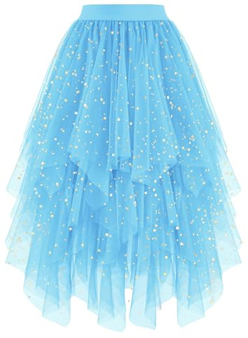 Dressever Damen Unregelmäßiger Mehrschichtiger Tüllrock | A-Linie Hoher Taillierter Rock;Ballett Tutu;Abschlussball Party;Karneval Party Rock;Halloween Netzkleid