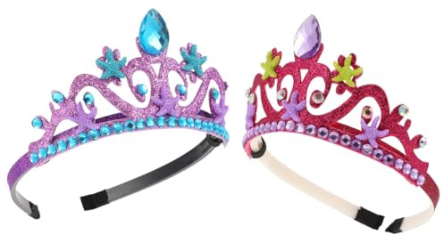 WEKADRIN 2stücke Haarschmuck Ozeanmotiv Tiara Mädchen Geburtstagskopfschmuck Seestern Haarreifen Haarschmuck für Kleine Mädchen