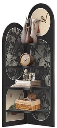 MENGLI-2024 Bücherregal Eckschränke mit Wohnzimmer-Bodendekorationen im antiken Stil und Wand-Eckregalen(Klein)