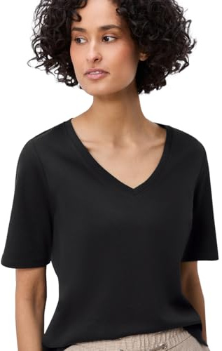Damen Basic T-Shirt mit V-Neck in Unifarbe