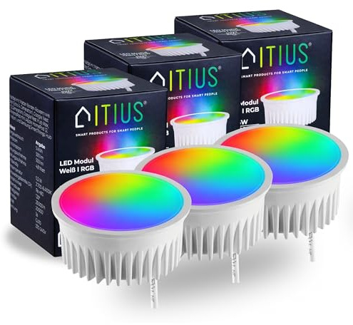 itius Matter LED-Modul 3er-Pack RGB + CCT | Thread Mesh | Mehrfarbig Dimmbar, 2700K, 500 lm, 4,8W Leuchtmittel Smart Home Beleuchtung für Alexa, Google, Apple