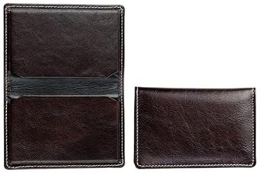 DELMON VARONE - Personalisierbares Visitenkartenetui aus Premium Vintage Anilin Leder braun, Elegante Echtleder Visitenkarten Etuis mit 2 flachen Steckfächern, Slim Kartenetui für Damen & Herren