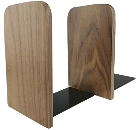 Serre-livres ’’Simple Nature’’ de style japonais en bois de noyer noir pour Maison, bureau, bibliothèque, école, décoration et cadeau Petit
