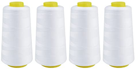 VBS Overlock Nähgarn 40/2 4 Stk. 2743 m 100 Polyester PES Ganzjährig geeignet für Overlockmaschinen und Nähprojekte Weiß
